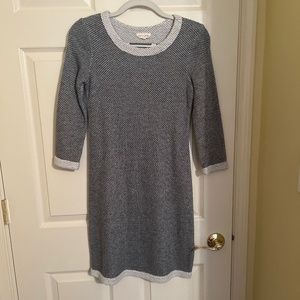 Maison Jules Black and White Three-Quarter Sleeve Sweater Dress